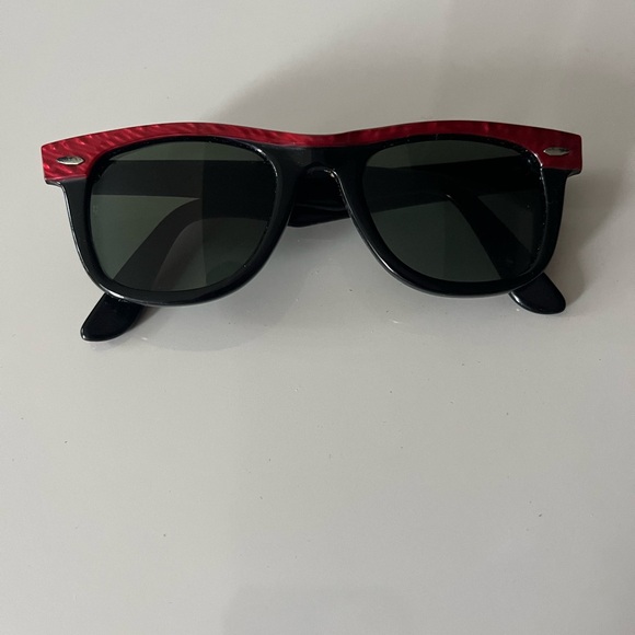 Rare 1980’s auth PUNK vintage Wayfarer Red Mother of Pearl and Black Sunglasses - Picture 2 of 10